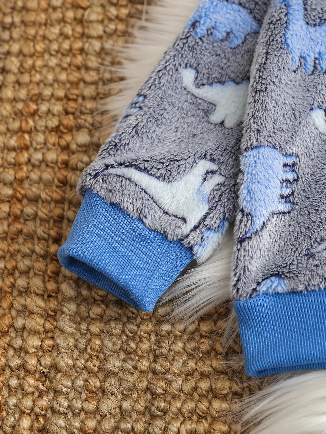 مجموعة الخريف والشتاء للأولاد الناعمة والدافئة: قميص بأكمام طويلة مطبوع عليه ديناصور من الفلانيل مكون من قطعتين + سراويل طويلة للأولاد الصغار #4