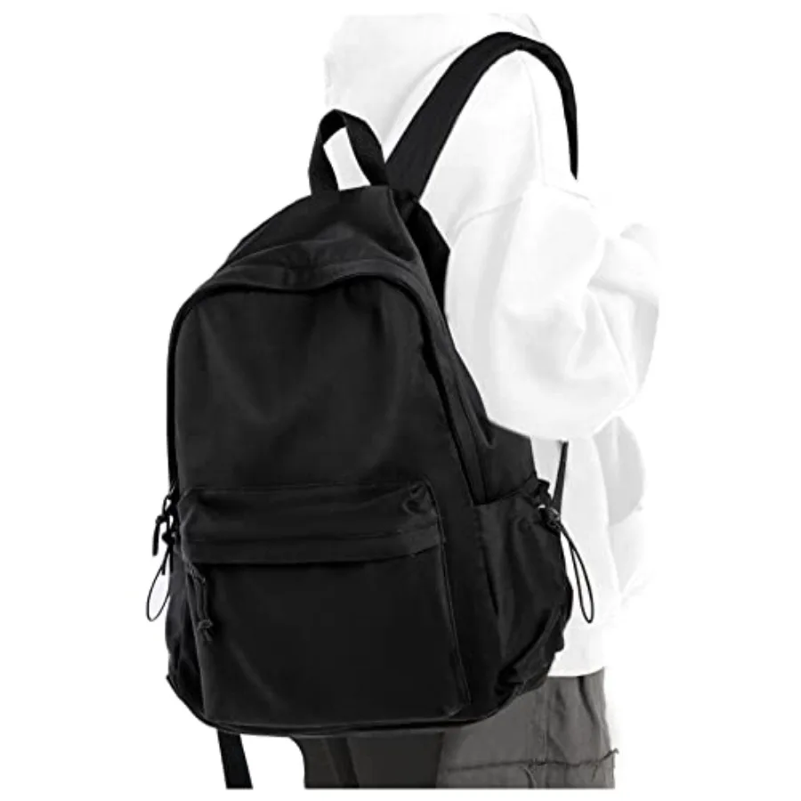 

Black School Backpack for Girls Women Waterproof High School Book Bag Cute Backpack for Men Teens Boys Lightweight Simple Middl