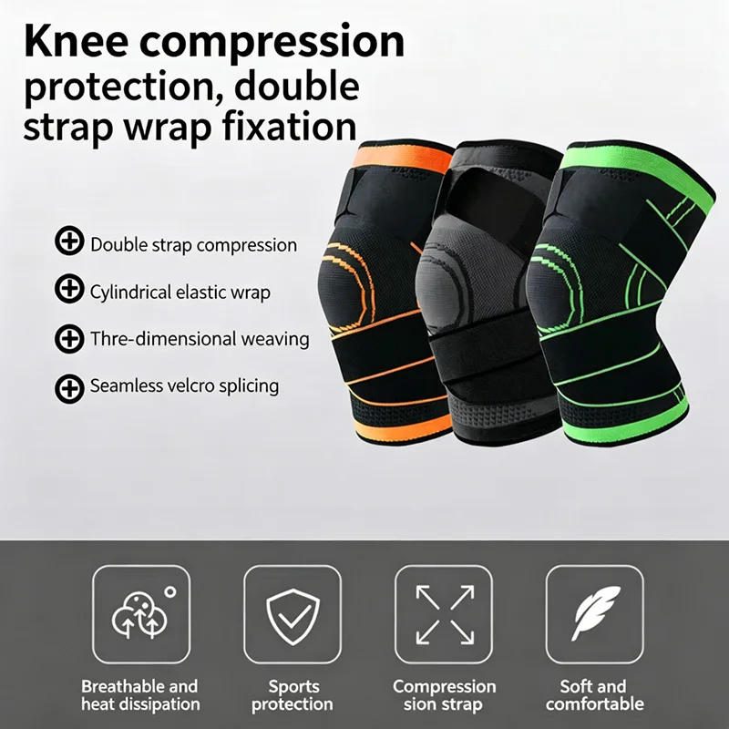Sport Compression Knee Support Meniscus Brace Arthritis Patella Protector Breathable Nylon Elastic Leg Pad Running Basketball