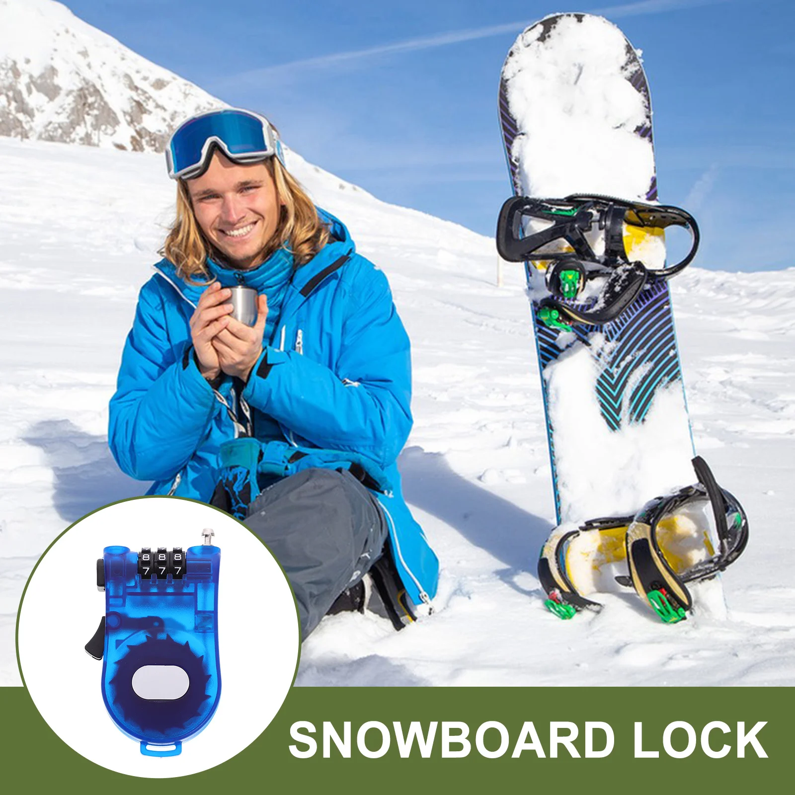 Ski Board Cable Lock Secure Snowboard Safety Gear Lightweight Portable Lock Scooter Locks Snowboard Gear Scooter Locks