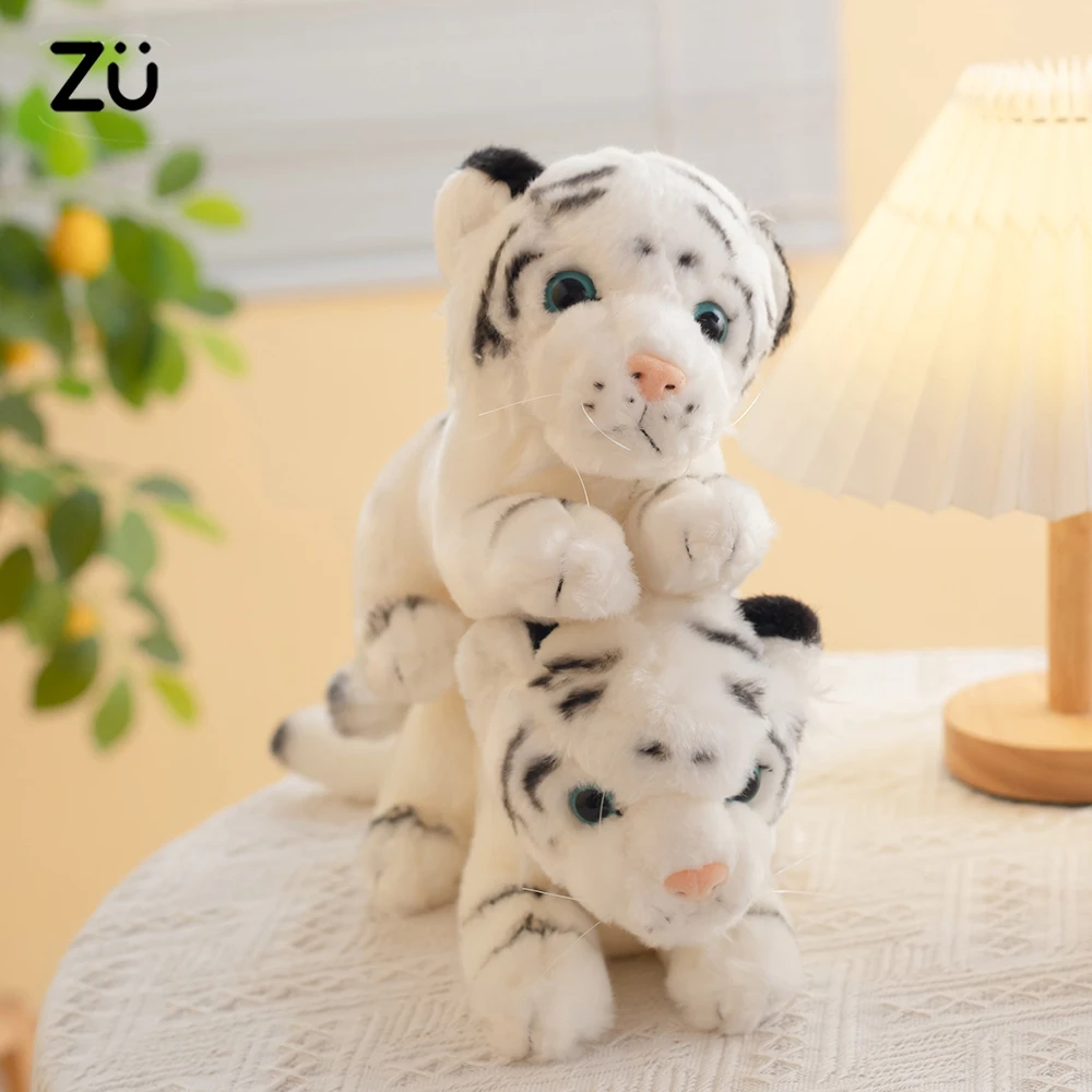 

23cm 1pcs Cute Stuffed Animal Baby Tiger White Siberian Tiger Plush Toy Soft Room Decor Gift for Girl Boy Plushies Doll