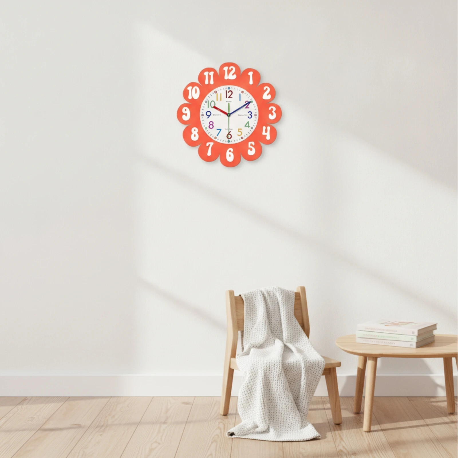 Student Learning Wall Clock Easy-to-Read Educational Wall Clock Colorful Color-Coded for Children, Classroom, Nursery