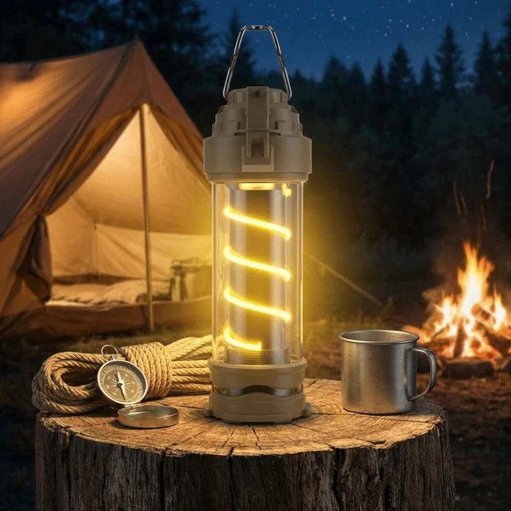 5 Lighting Modes Camp Tent Lantern Rechargeable Portable Design Portable Camping Lantern Magnetic attraction White/ Warm Light
