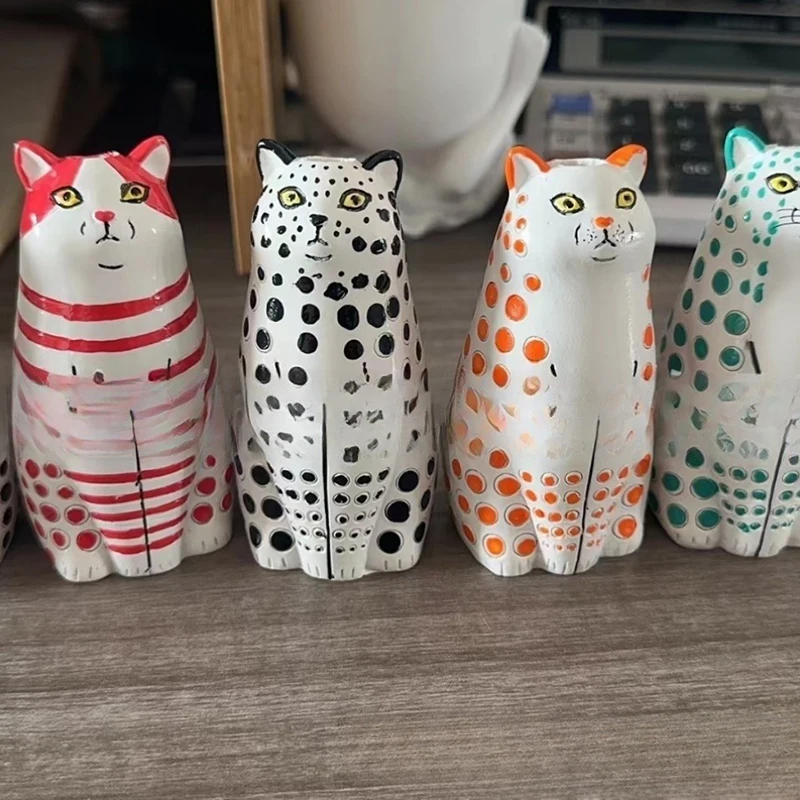 Vase | Harz Handwerk Polka Dot Katzen vase für Katzen liebhaber