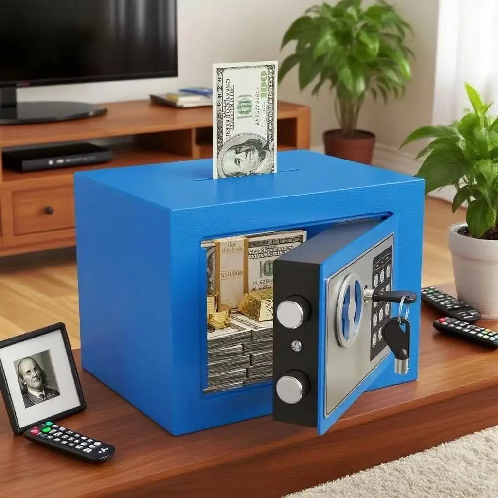 Mini cassaforte antifurto per la casa, salvadanaio per bambini, armadietto a gettoni, ufficio