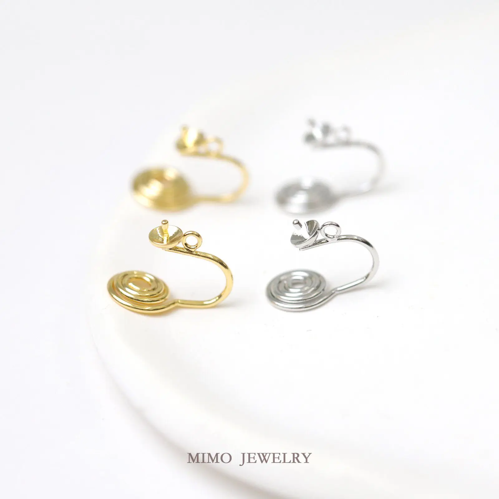 Gold Plated Copper Earrings Base Blank Ear Clips Mosquito Coil Disc Ear Clips DIY Jewelry Making Supplies