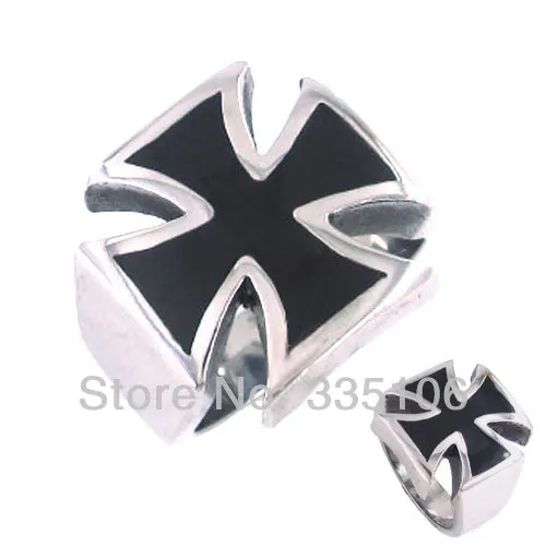 Classic German Army Iron Cross Ring Stainless Steel Jewelry Punk Cross Lightning Biker Mens Ring SWR0125A