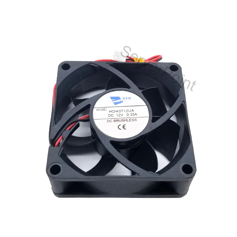 For HXH 70x70x25MM 7025 Square Cooling HDH0712UA DC12V 0.35A 2 Lines Cooler Fan New Test  OK