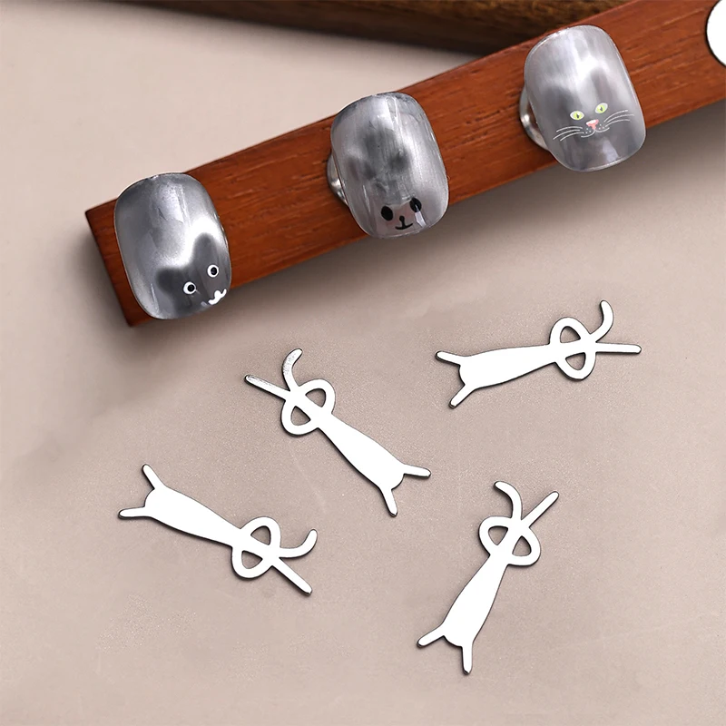 Juego de 5 uds de varillas magnéticas de ojo de gato, oso, conejo, herramientas de decoración de uñas, palo magnético de pieza de hierro pequeña para efectos de esmalte magnético para uñas