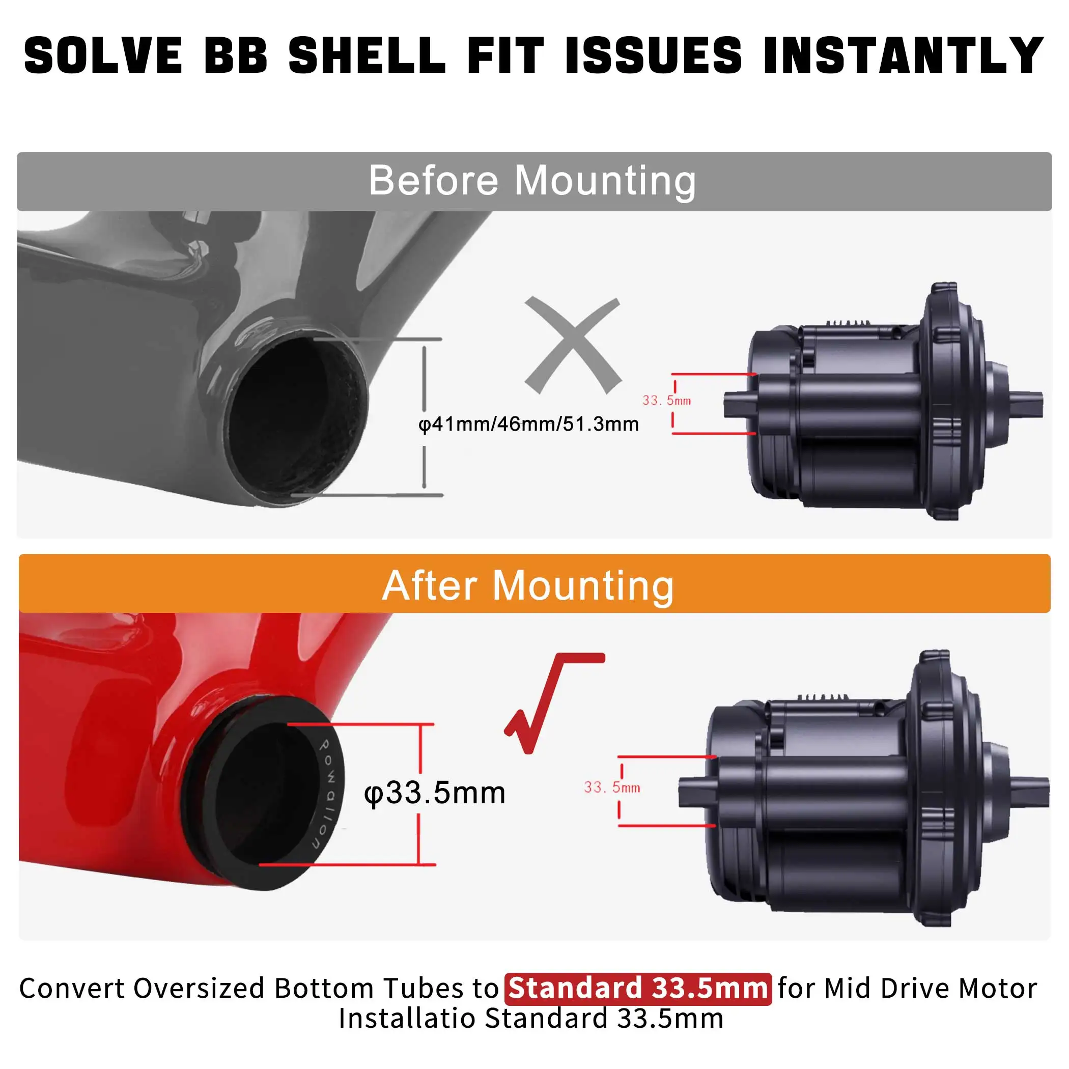 EBike Bottom Bracket Adapters, BB Adaptors to Convert Incompatible Bottom Bracket for use W/ TSDZ2 and Bafang BBS Mid Drives