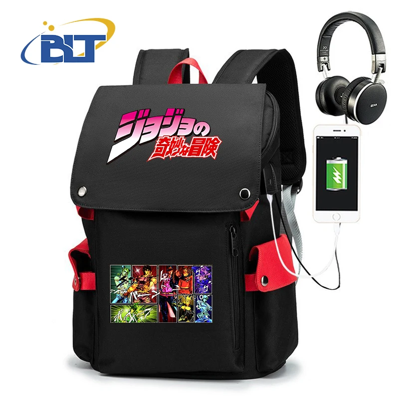 Jojo Bizarre Adventure anime schoolbag youth usb backpack large capacity outdoor travel bag