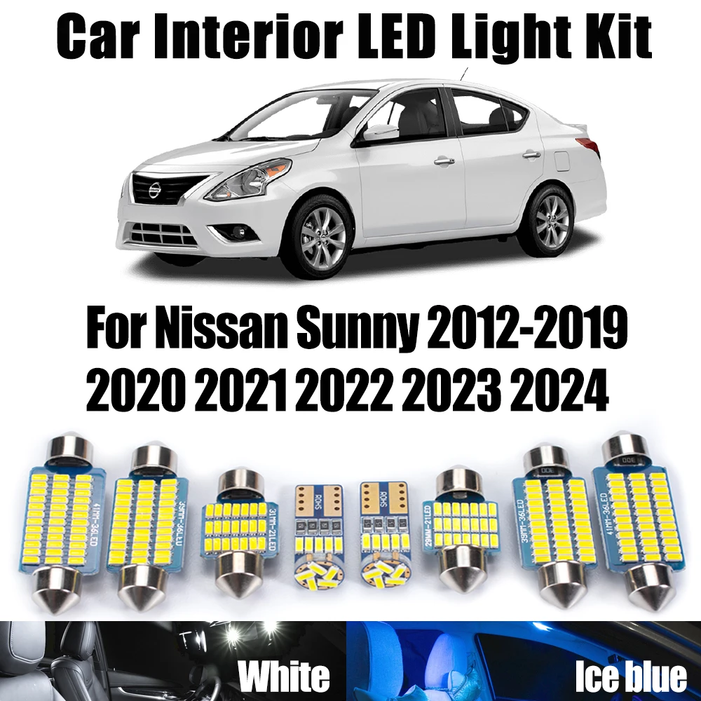 10Pcs Canbus LED Interior Reading Trunk Bulbs License Plate Light Kit For Nissan Sunny 2012- 2021 2022 2023 2024 Car Accessories