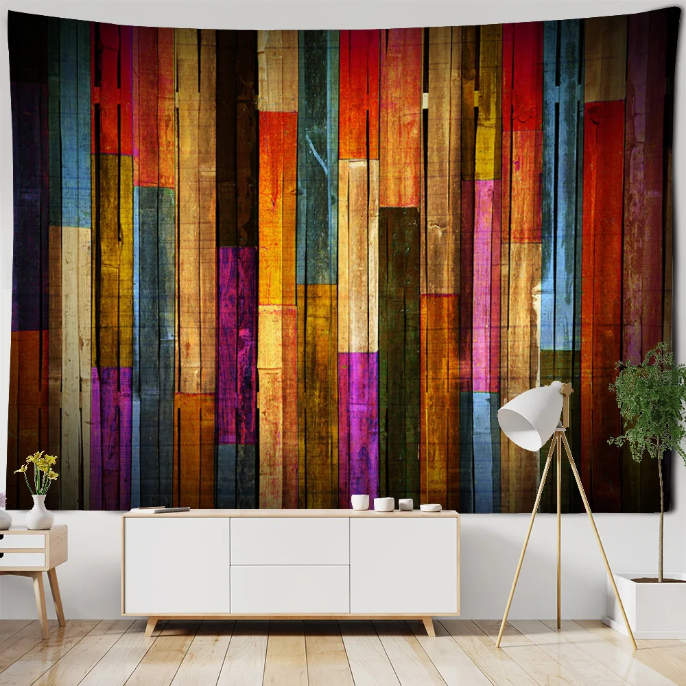 Stein Wand Kunst Tapisserie Bunte Holzmaserung Wandbehang Home Decor Boho Hintergrund Tuch Picknick Matte Blatt Sofa Decke Yoga Matte