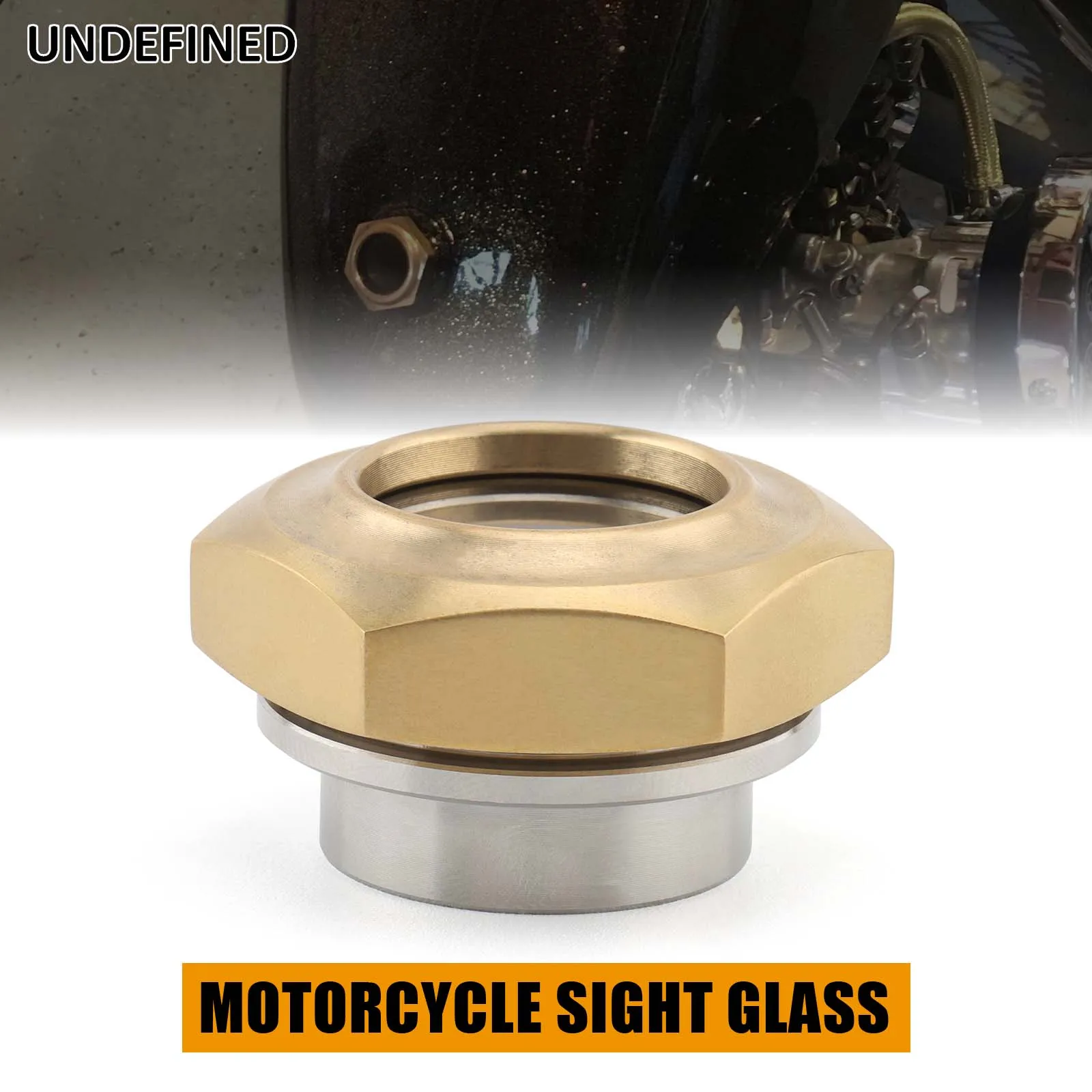 

Motorcycle Brass Sight Glass Fuel Gauge With 3/4” Steel Stepped Flanged Top Moto Accessories Bronze/Silver