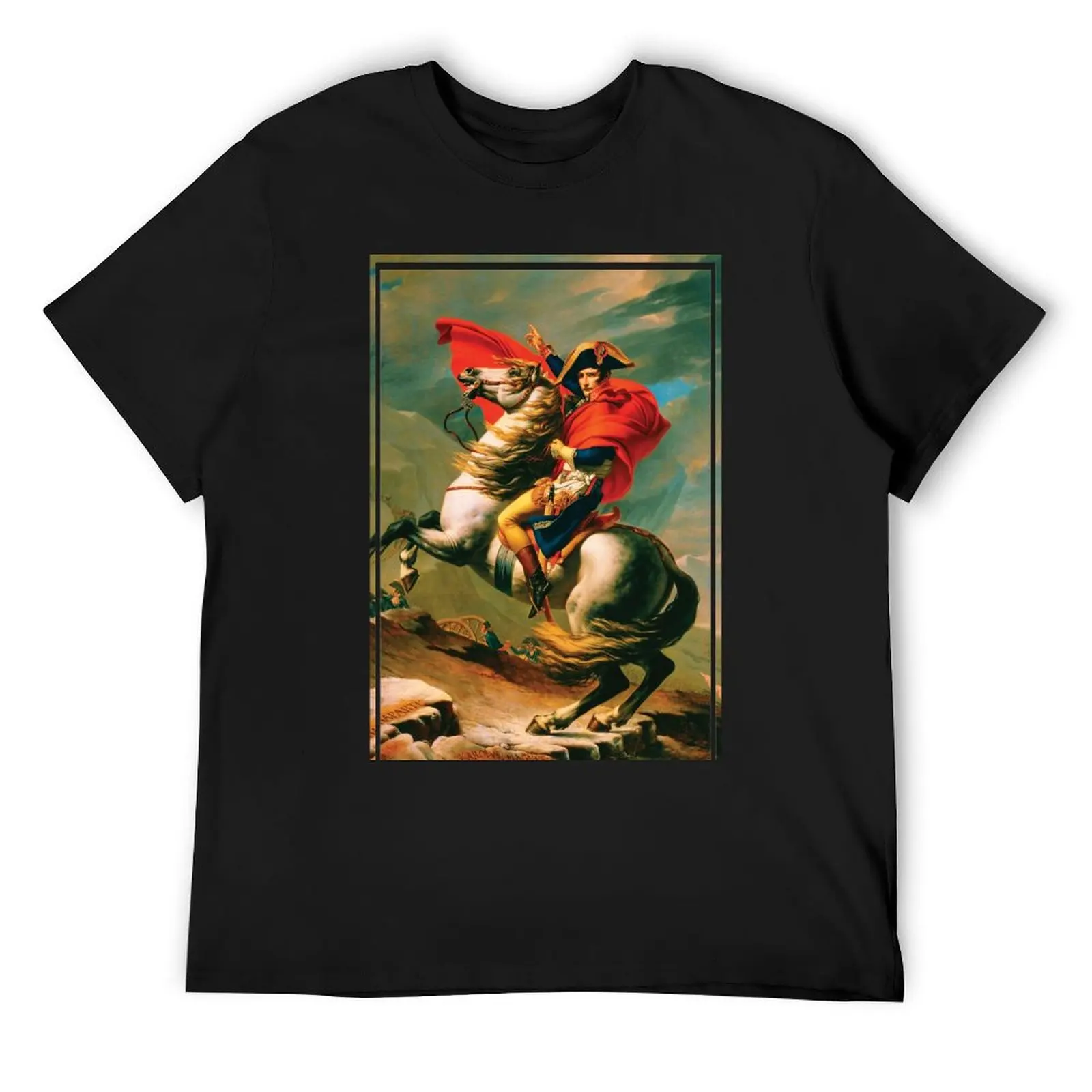 

Napoleon at the Great St. Bernard by Jacques Louis David T-Shirt luxury designer custom shirt quick drying men t shirts