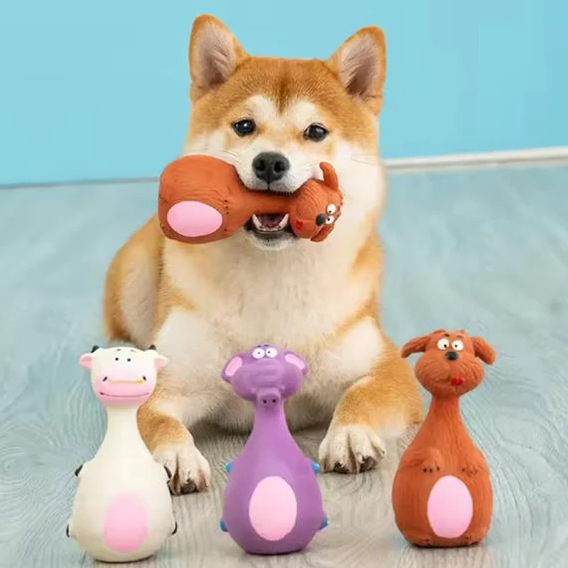 Hundespielzeug Sound Quietschender Elefant/Kuh Tier Kauspielzeug aus Gummi für kleine und große Hunde Bissfestes interaktives Spielzeug – Detail 5
