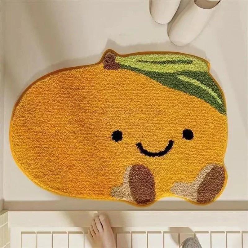 60x90cm Lemon Rug Non Slip Absorbent Bathroom Mat Faux Cashmere Floor Door Mat Bedroom Bedside Carpet Entrance Foot Mat