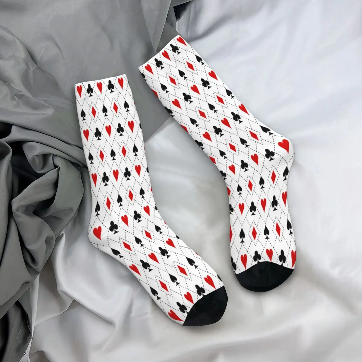 Playing Cards Suit Symbols Pattern Socks Male Mens Women Spring Stockings Polyester