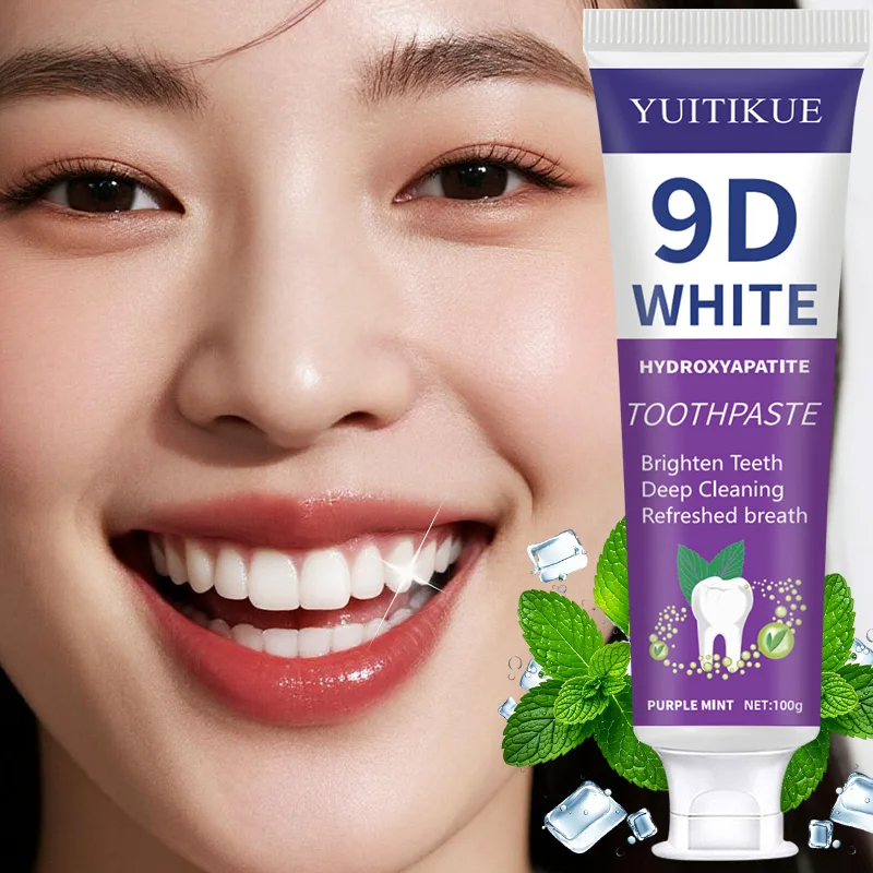 

Фиолетовая отбеливающая зубная паста, глубокая очистка, удаление пятен, зубная рама, освежение дыхания, все необходимое для ухода за полостью рта для дома, повседневная жизнь, 100 г