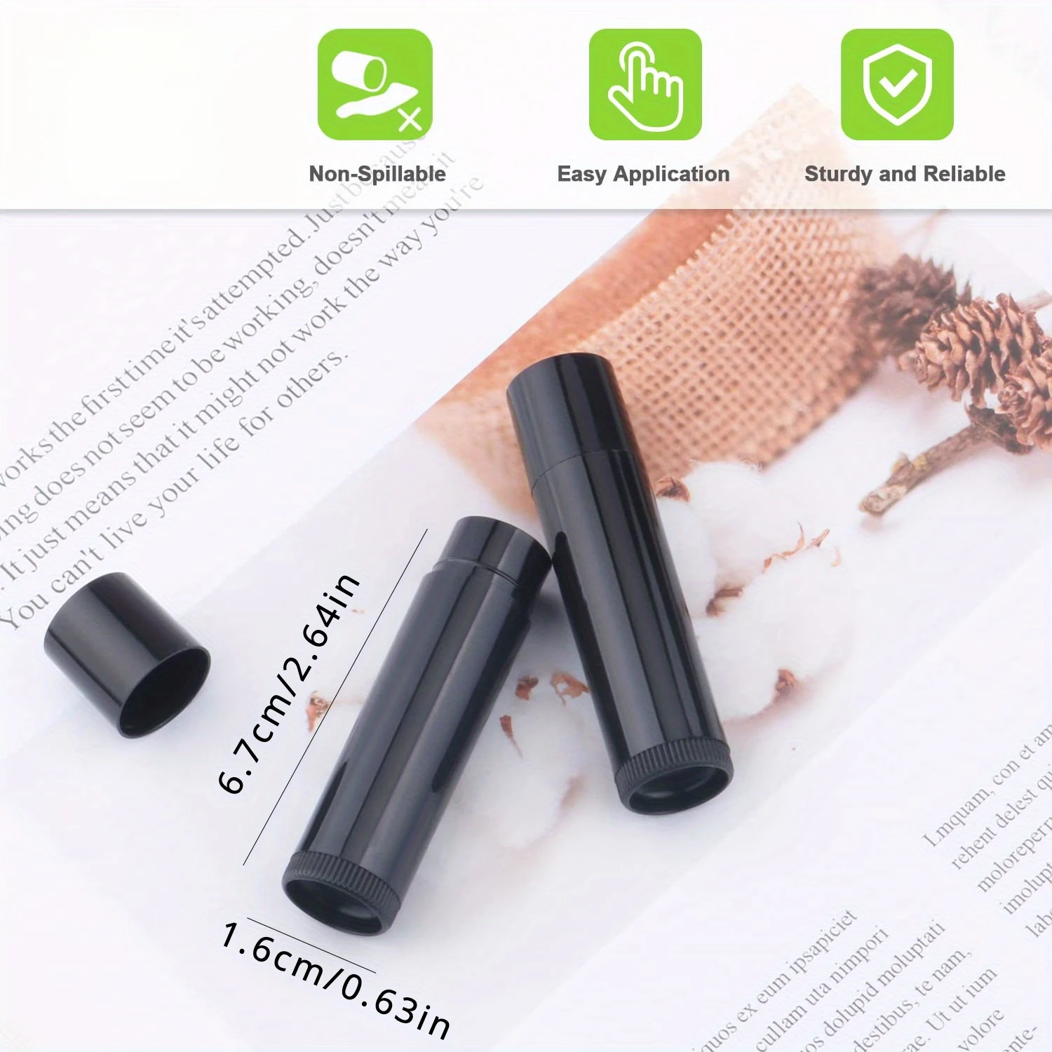 12/24/48 قطعة أنابيب بلسم الشفاه زجاجة أحمر الشفاه الفارغة القابلة لإعادة الملء مستحضرات التجميل عينة الحاويات أنابيب ملمع الشفاه البلاستيكية (أسود 5 جرام) #3