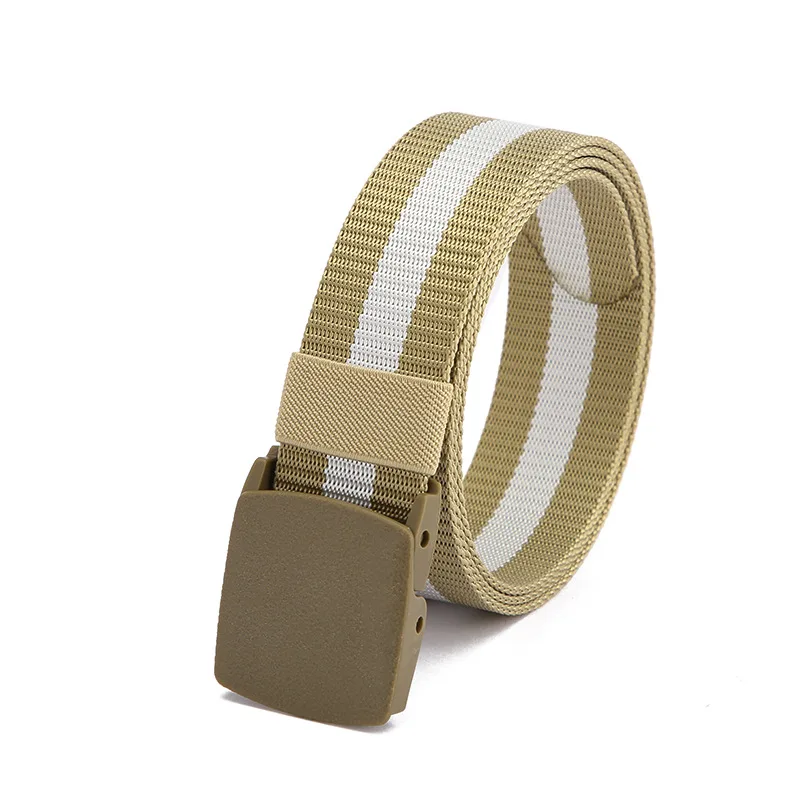 Ceinture en Nylon pour hommes, décontractée, rayée, toile, légère, boucle en plastique, sport de plein air, tactique, vente en gros, nouvelle collection 2022