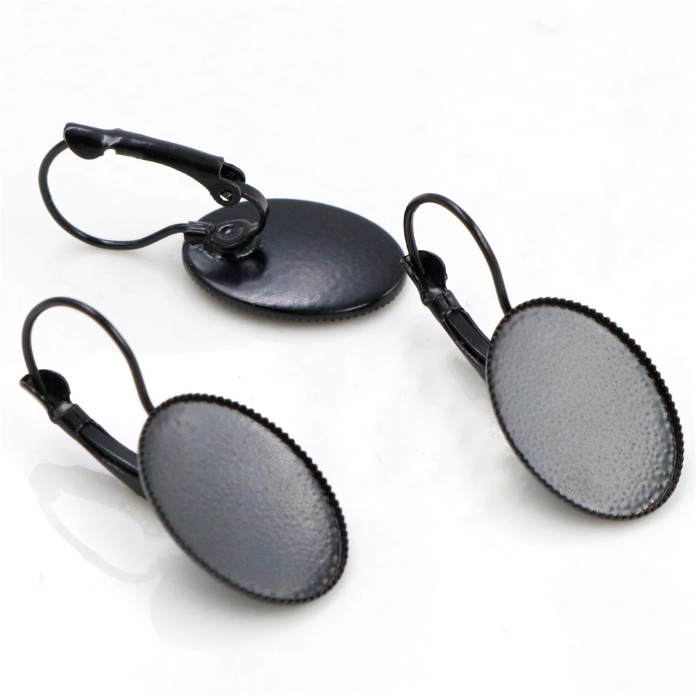 13X18 Mm 10 Stks/partijen 7 Kleuren Plated Franse Lever Terug Oorbellen Blank/Base, fit 13X18 Mm Ovaal Glas Cabochons