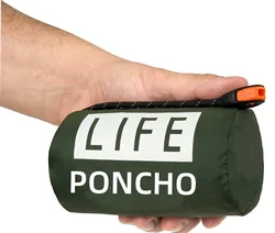 LIFE poncho Emergency Survival Rain Poncho Thermal Survival Space Blanket Raincoat Heat Reflective Waterproof for Camping Hiking