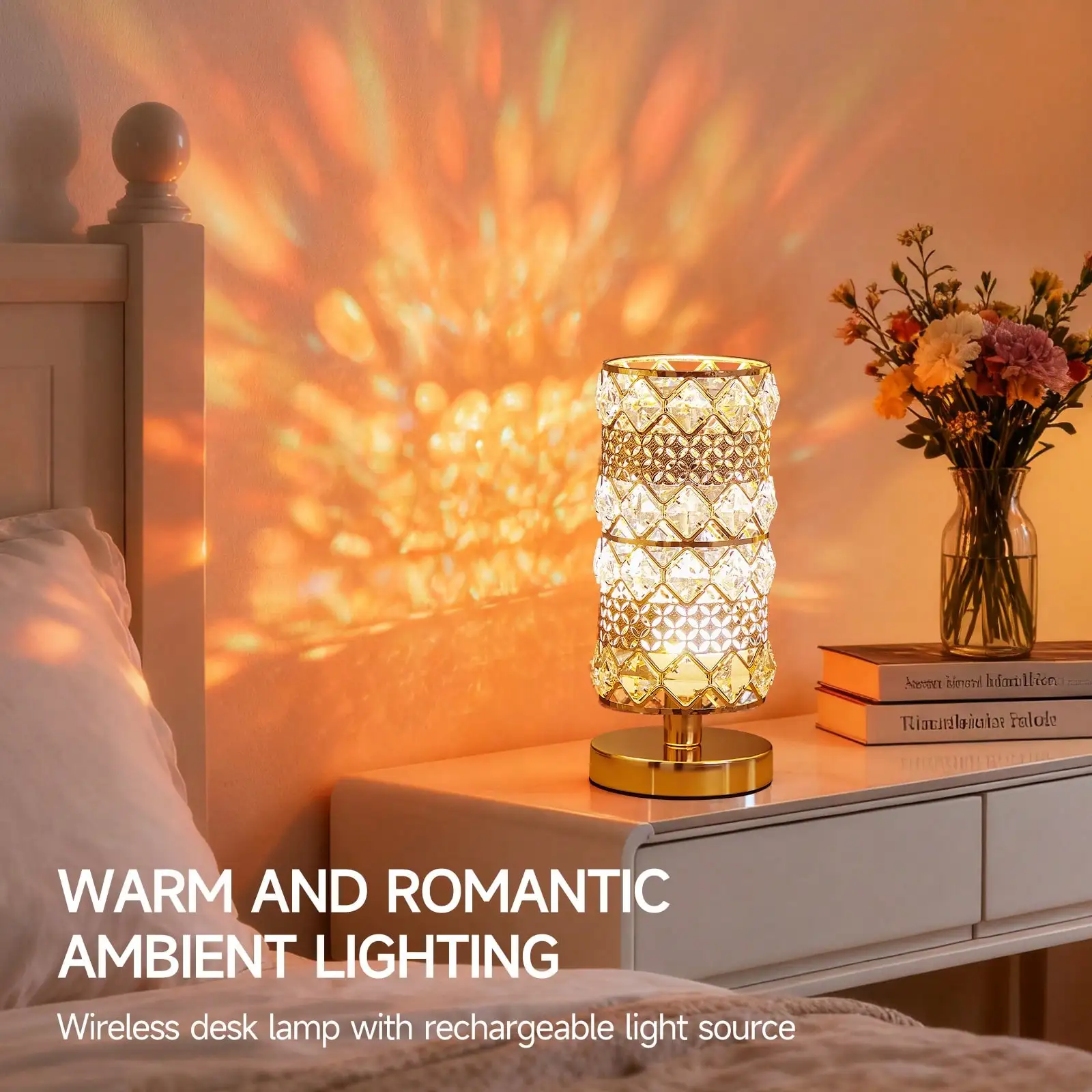 Crystal Color-Changing Remote Control Table Lamp, USB Rechargeable LED Lamp with Adjustable Brightness & Colors, Modern Decor Light for Bedroom, Living Room & Special Occasions
