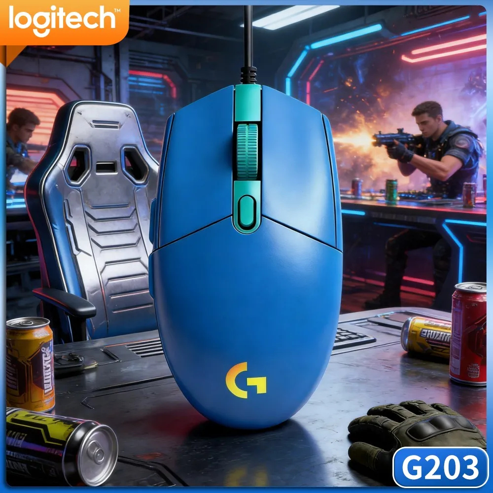 Logitech G203 Wired Gaming Mouse Ergonomic Contour Adjustable Dpi Vivid Rgb Light For Home And Office Daily Tasks