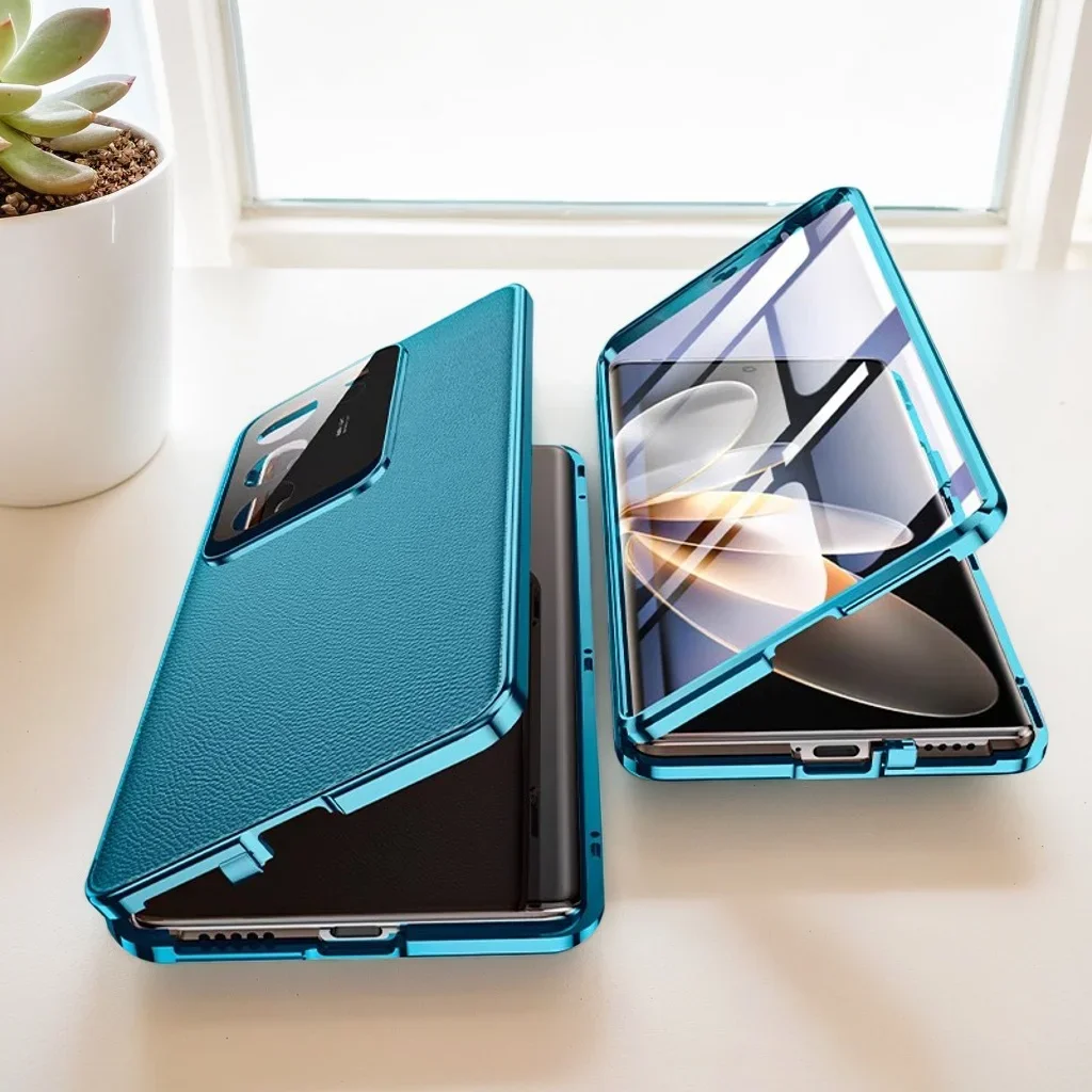 

Leather Phone Case for OPPO Find X8 Reno 13 14 Pro 5G Lock Buckle Double Sided Tempered Glass Lens Protection Cover Cases