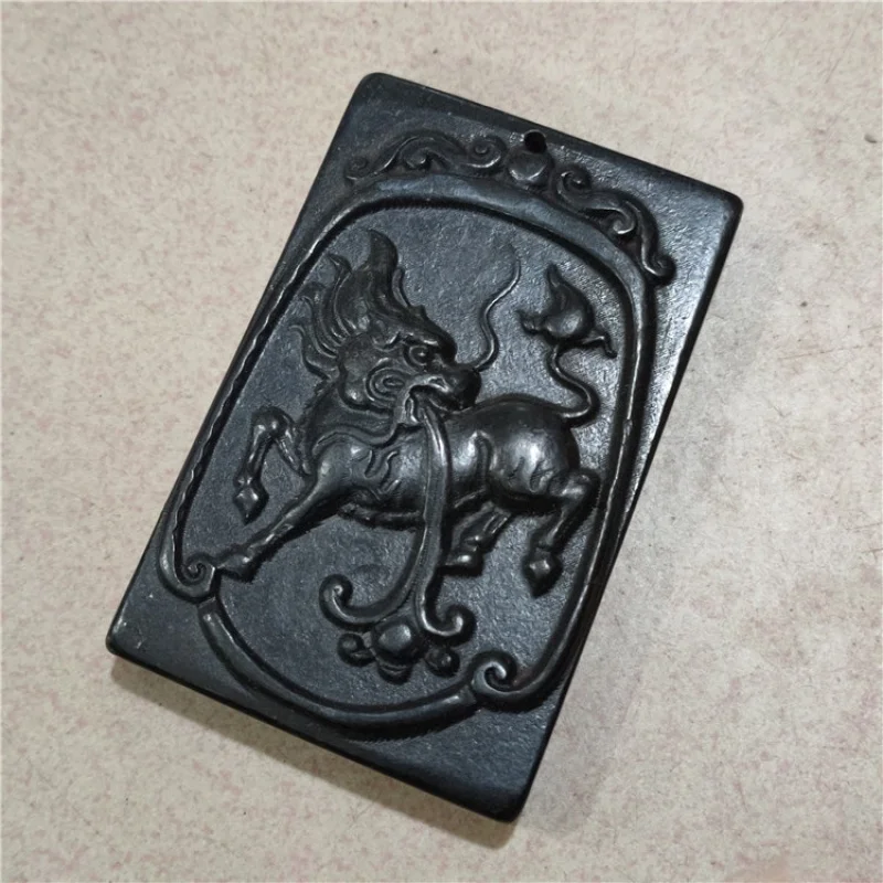 Supply Jewelry Antique Old Iron Stone Hongshan Culture KIRIN Waist Tag Pendant Decoration Wholesale