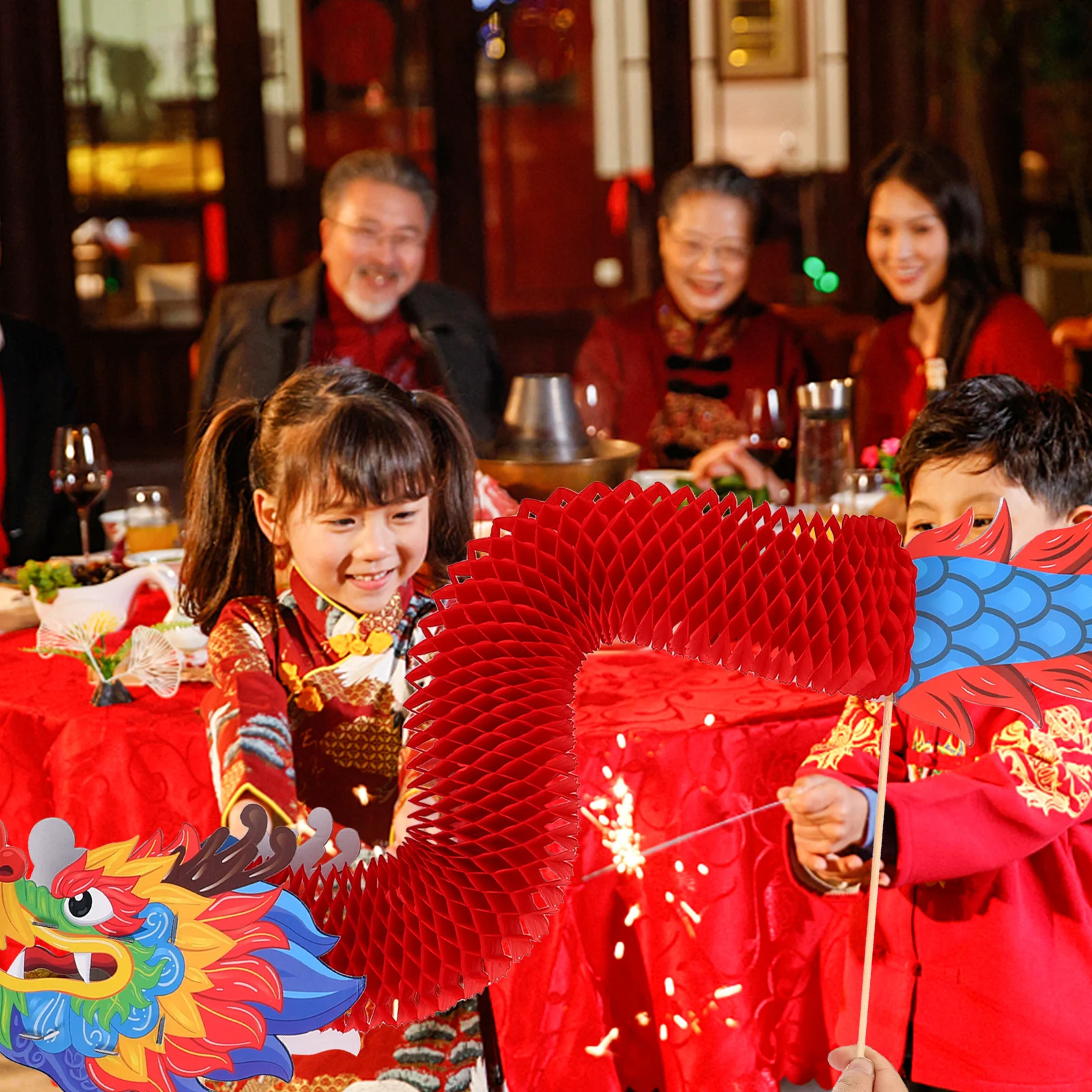 

Chinese Spring Festival Paper Dragon Decoration Handheld Photo Prop New Year Craft Supplies Decor