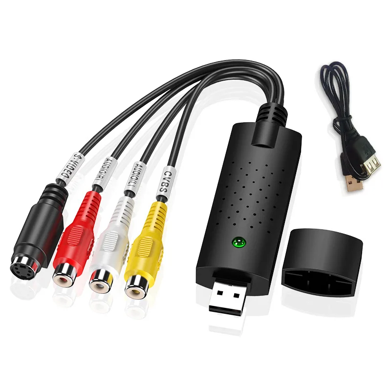 USB Video Capture Card Easy Cap VHS VCR Mini DV Hi8 DVD to Digital Converter RCA/S-video to USB 2.0 Audio Video Record Capture