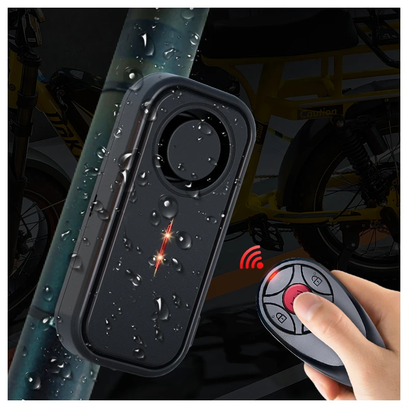 Allarme bicicletta Rilevatore di vibrazioni con telecomando senza fili Allarme impermeabile 113dB Antifurto Protezione di sicurezza domestica per moto