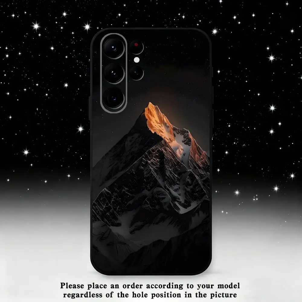 Coque de téléphone Design paysage de montagne des neiges, étui noir pour Samsung S25,S24,S21,S22,S23,S30,Ultra,S20,Plus,Fe,Lite,Note,10,9,5G