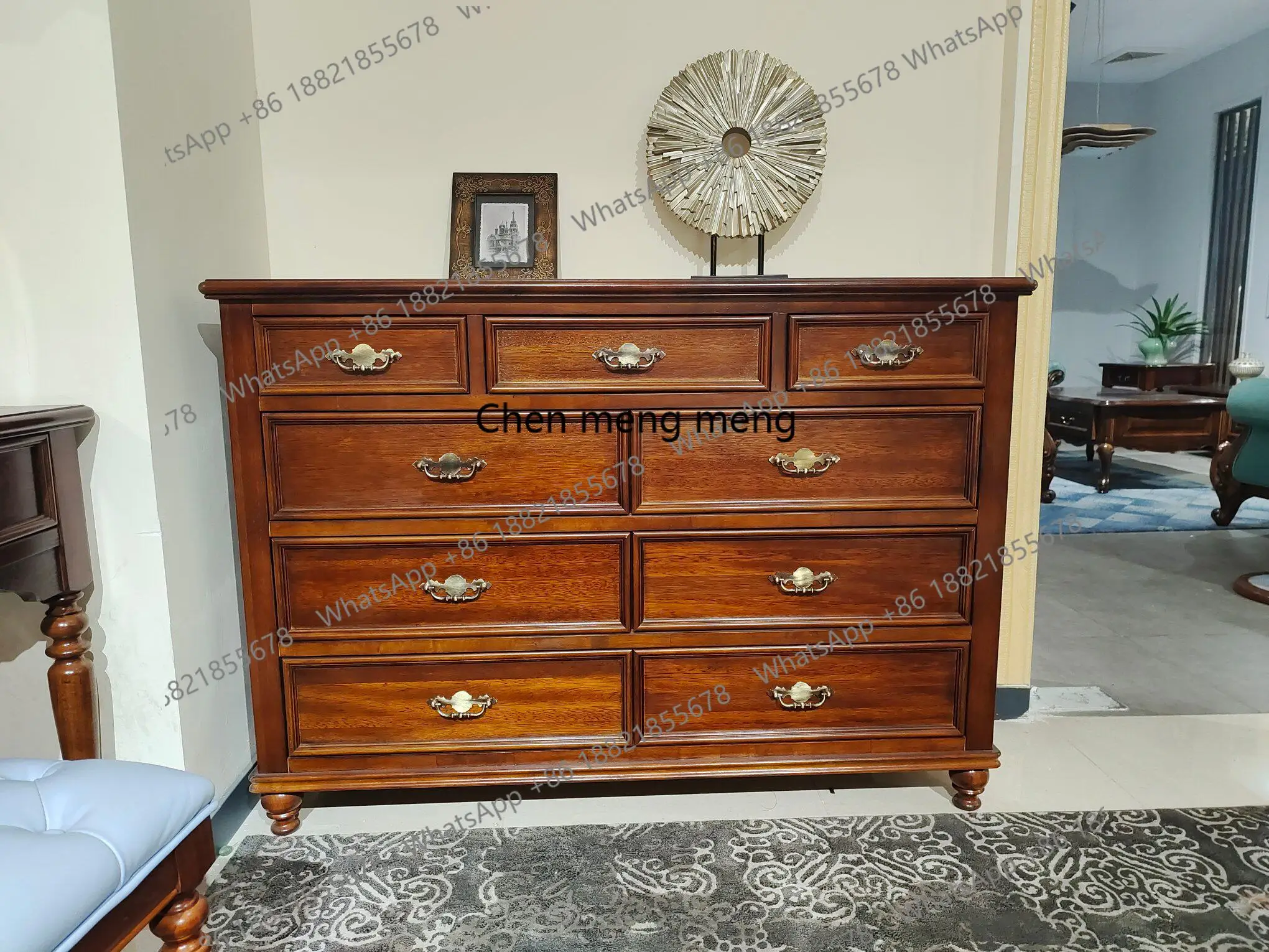 American household all-solid wood nine-chest cabinet/dresser, antique style in the storage cabinet