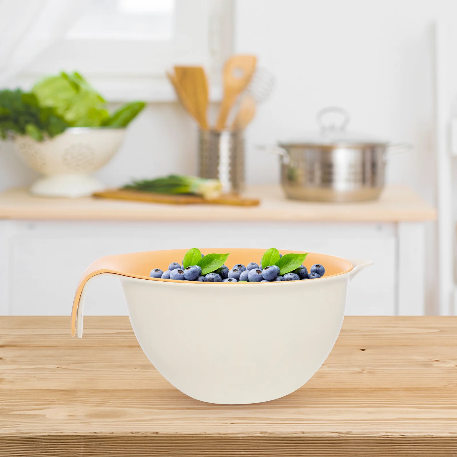 

Multi-Function Storage Basket Double Layer Vegetable Strainer Colander Fast Drainage Smooth Edges Kitchen Accessory L