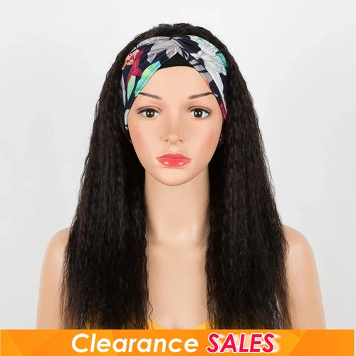 Imagen 2 del producto Venta de liquidación, diadema, pelucas de cabello humano liso y rizado para mujeres, cabello Remy brasileño, pelucas negras diarias sin pegamento hechas a máquina