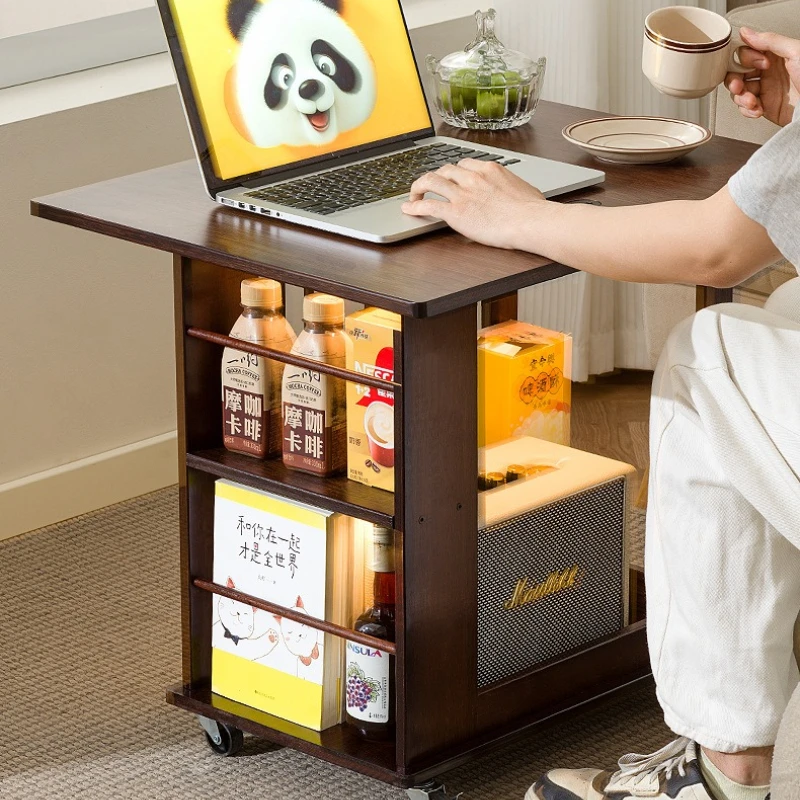 

Stable Mobile side table coffee table living room sofa side cabinet trolley folding multi-purpose table medieval small table