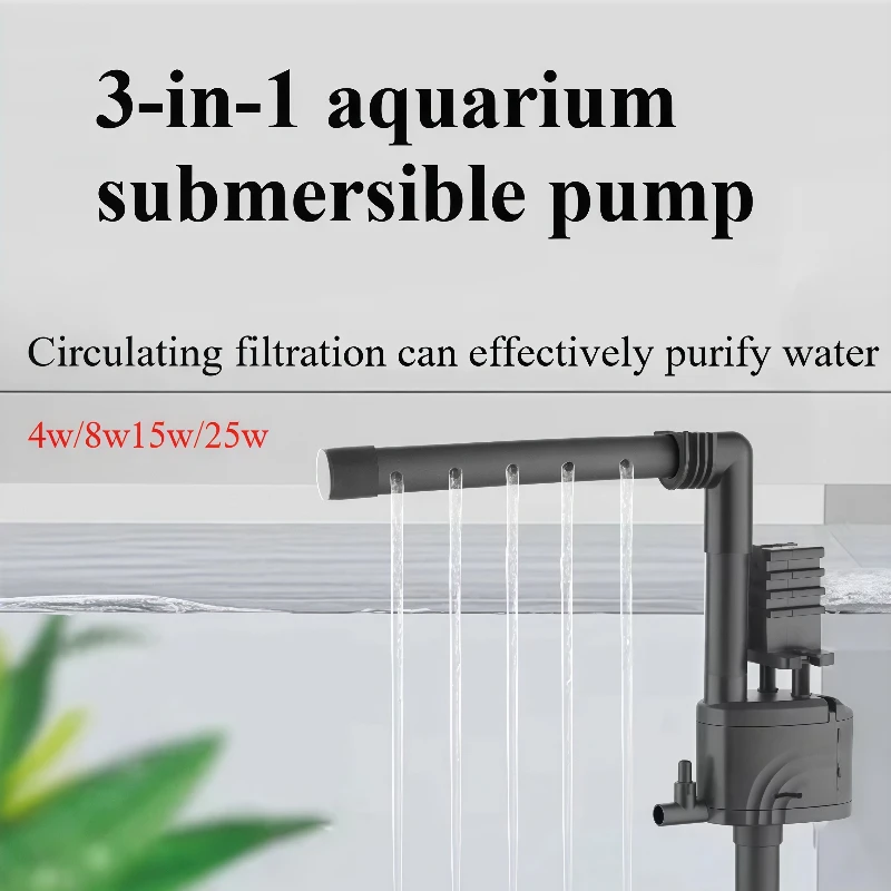 3-in-1 Fish Tank Submersible Pump Top Filter Universal Matching Pump Built-in Pump Oxygenated Circulation Fish Tank Filter