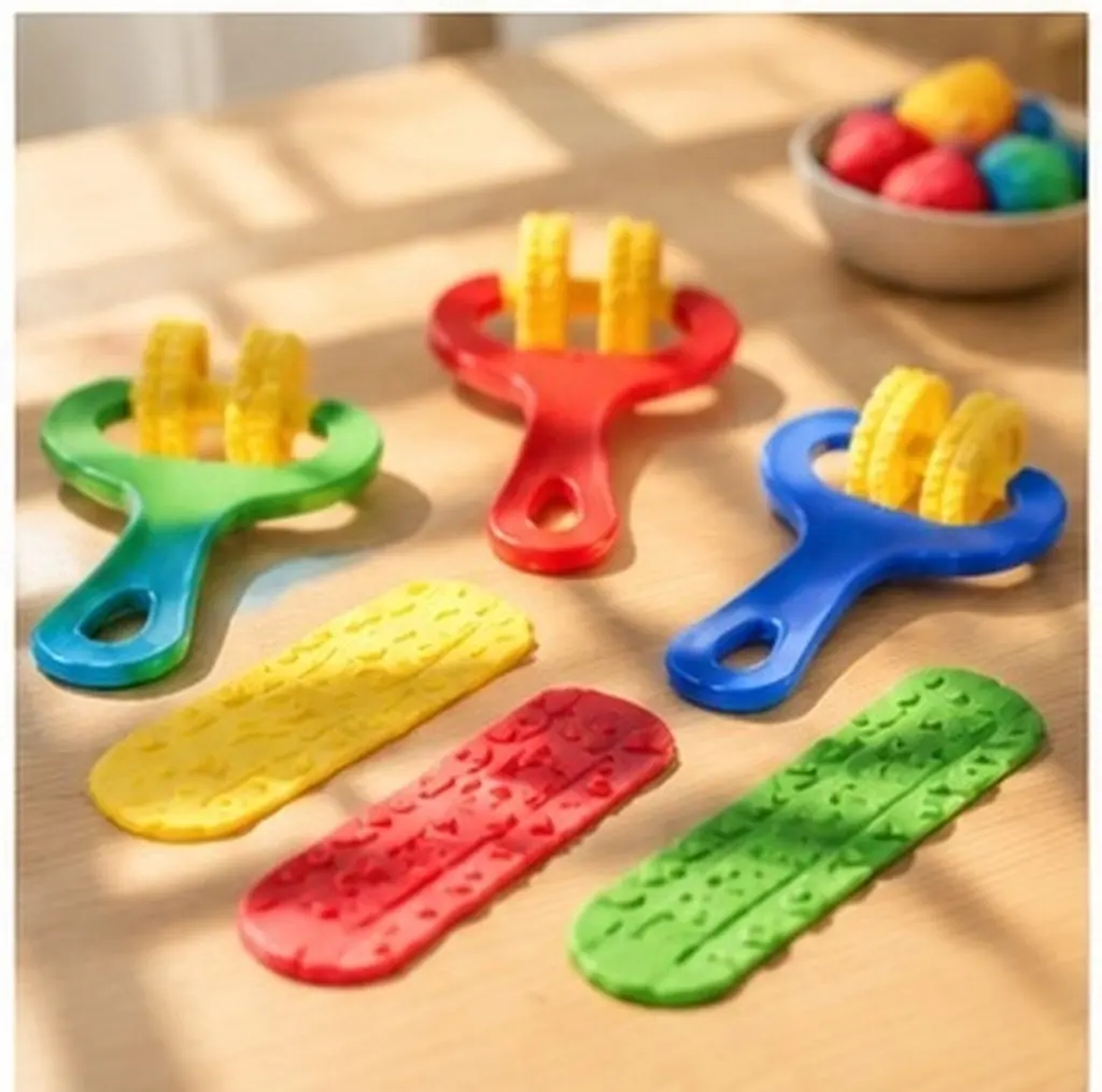 3Pcs Clay Texture Roller Set Bright Color Modeling Stamp Tools for Dough Clay Crafting Fine Motor Skills Development School