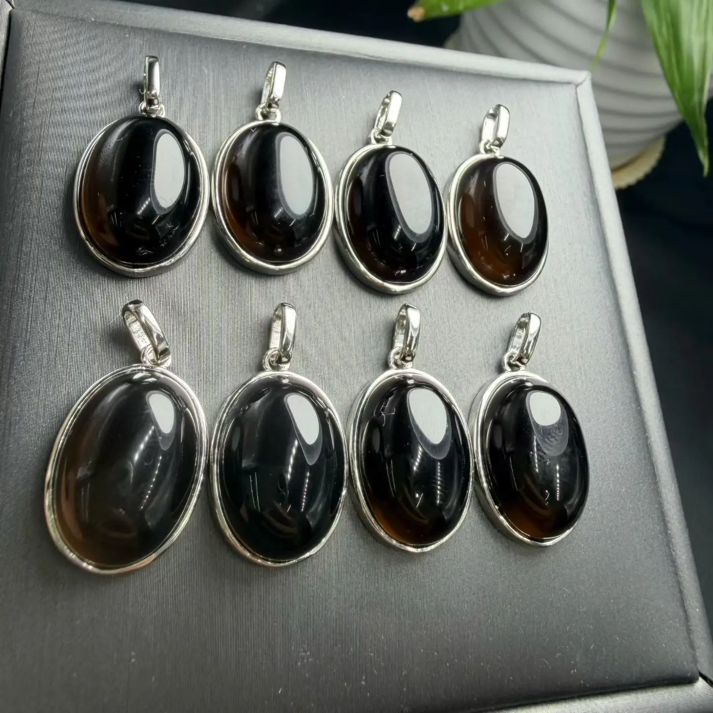 1Pc Fengbaowu Natural Smoky Quartz Oval Cabochon Pendant 13x18MM Reiki Healing Stone Jewelry Gift For Women Men 6