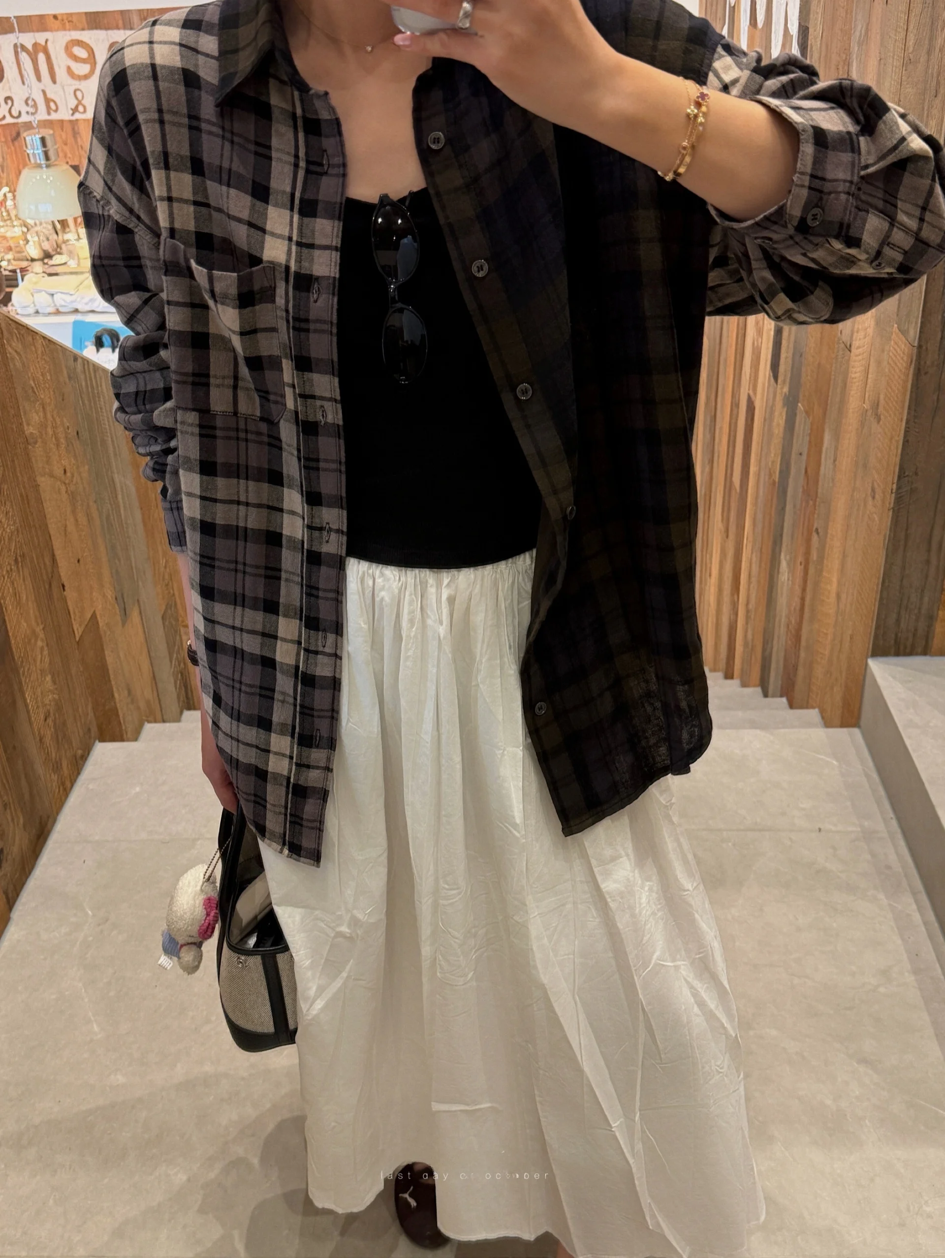 

LDOO SHOP Washed Cotton Shirt Soft Skin-friendly Casual Loose Plaid Men's Shirt Women's Shirt Collar Long Sleeve Button ...