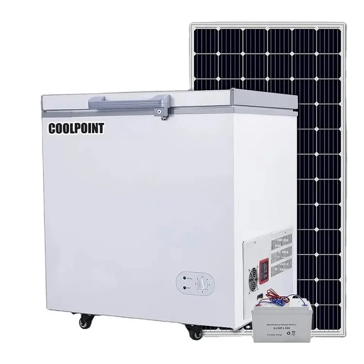 Top Single Double door 12V 24V Solar Panel energy Powered Freezer Refrigerator Fridge 12v dc solar refrigerator