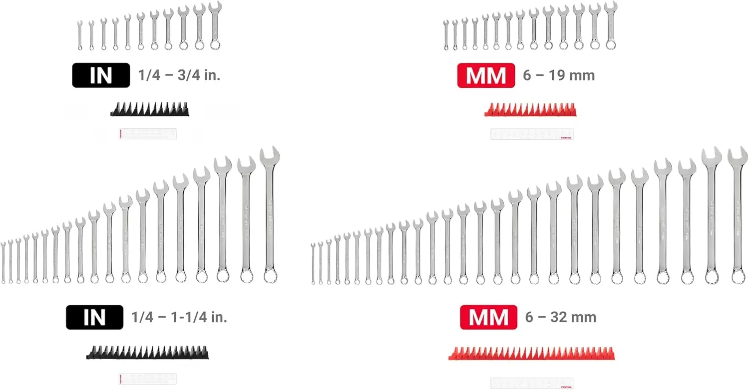 Stubby and Standard Length Combination Wrench Set with Modular Wrench Organizer, 71-Piece (1/4-1-1/4 in., 6-32 mm) | WCB9