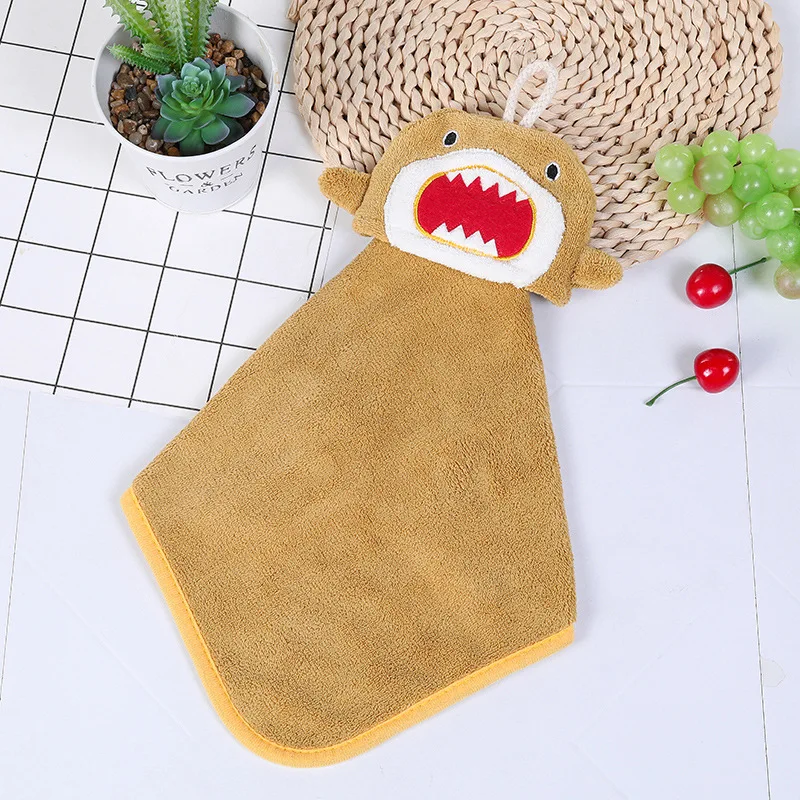 41x21CM Cartoon Embroidery Hanging Coral Fleece Hand Towel for Kitchen Toilet Kids Towels Bathroom YU-C308