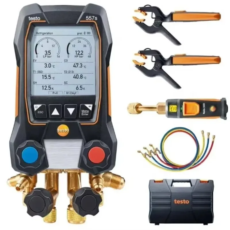 Testo 550s Smart Kit Testo 557s Smart 2 Valves Digital Manifold Gauge for HVAC Refrigeration System Pressure Testing