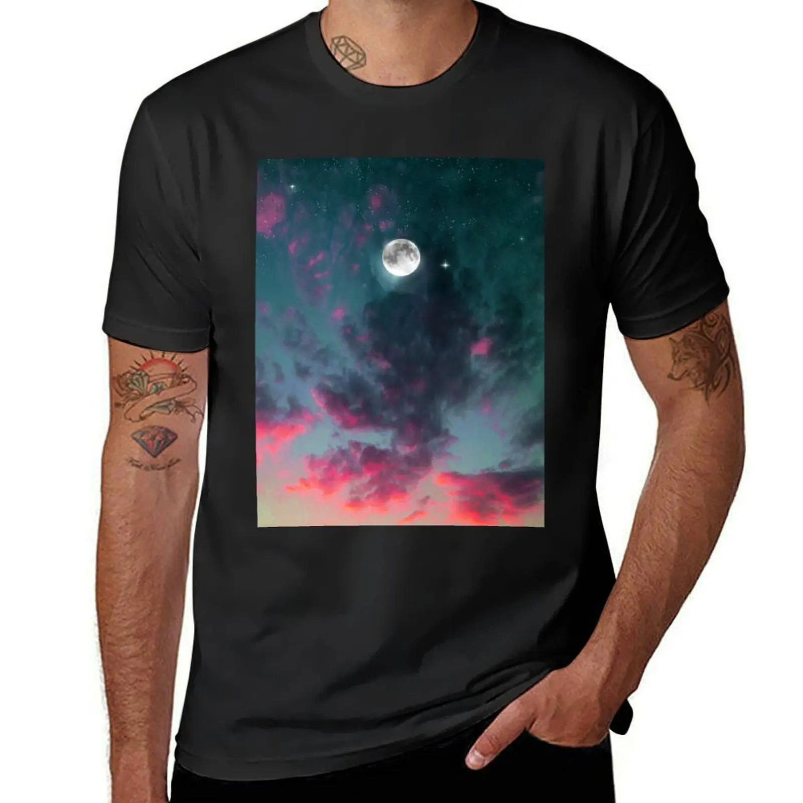 

Appealing sunset with moon and sky T-Shirt cute tops tops workout shirts for men