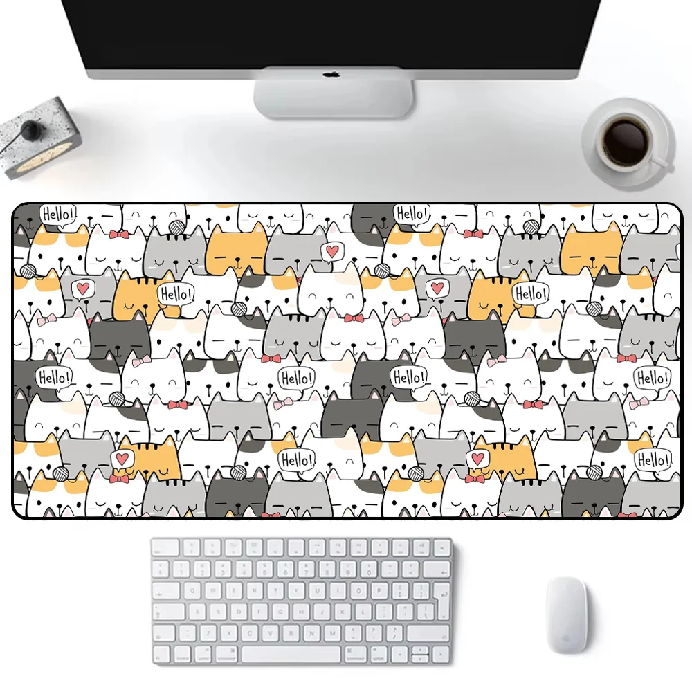 

Mouse Pad XXL 900x400 Kawaii Anime Cute Cat Cartoon Deskmat Pc Gaming Accessories Computer Offices Non-slip Mousepad Keyboard