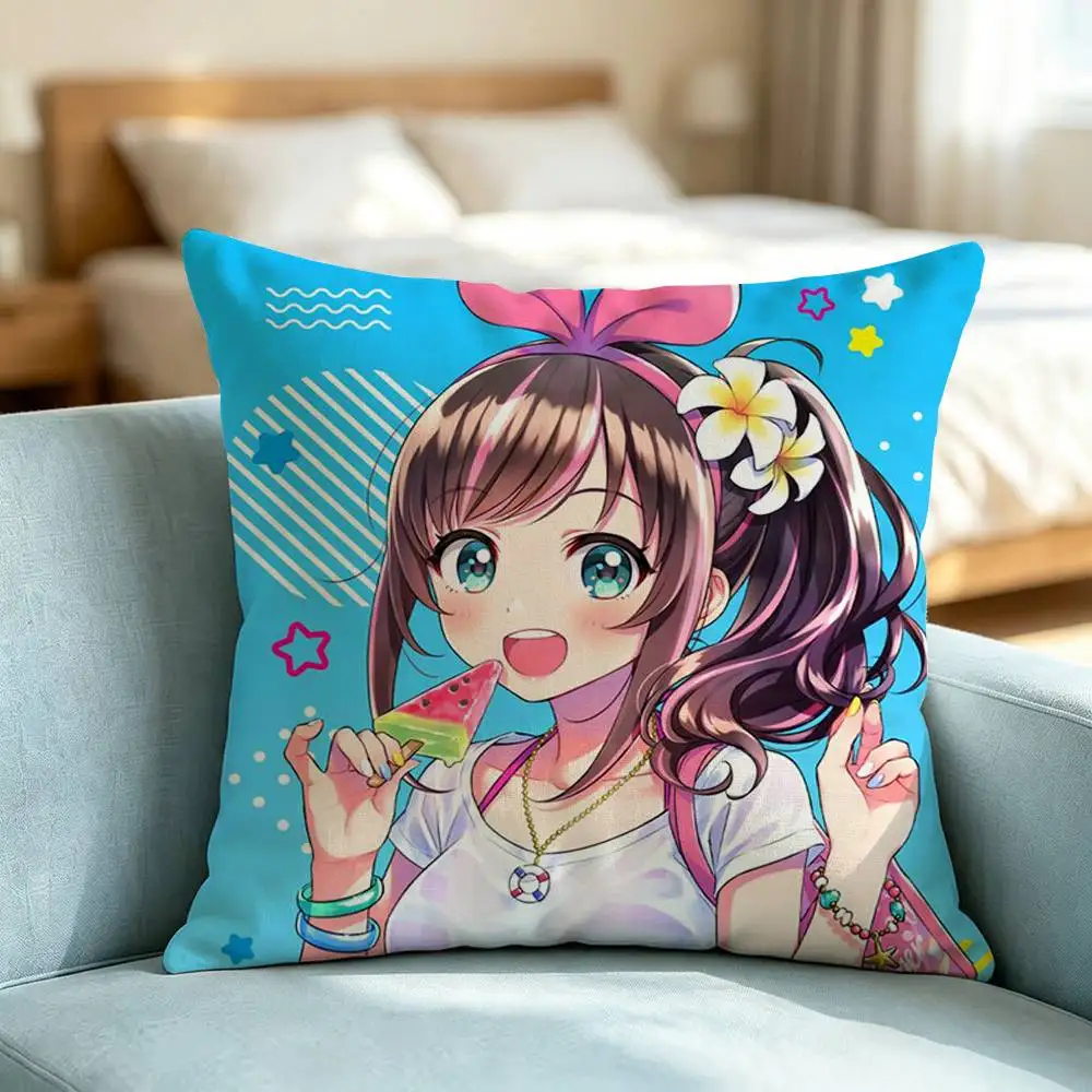 VTuber K-Kizuna-A AI Square Double-Sided printed Pillow Case Bedroom Bedside Pillow Sofa Cushion Cover Gift
